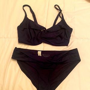 Athleta navy blue 2 piece swim suit. Sz small bottoms and 32D/DD top